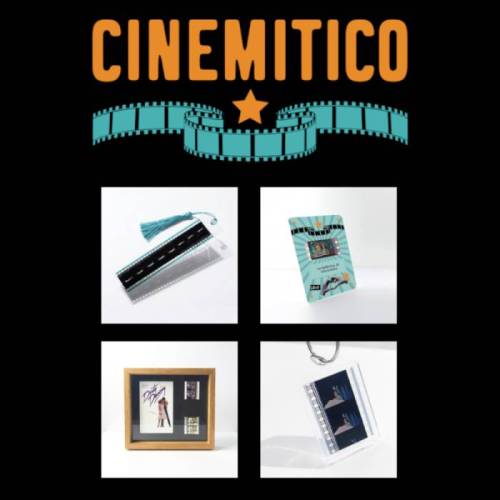 CINEMITICO: QUADRI, SEGNALIBRI, PORTACHIAVI, SANTINI CON TAGLI DI PELLICOLA ORIGINALE